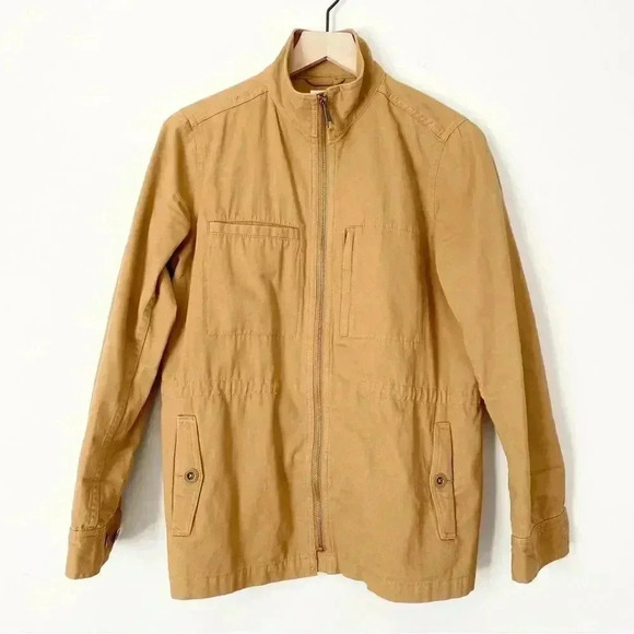 Garnet Hill Organic Cotton Zip Up Utility Jacket Golden Khaki 6 - Picture 2 of 10